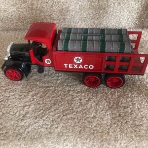 Texaco Die Cast Coin Bank Truck with Barrels